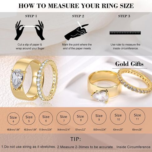 Gold Plated Pear Shaped Engagement Rings for Women Radiant Cut Oval Baguette Solitaire Ring Fashion Wedding Dainty Stacking Cubic Zirconia Eternity Band Ring Size 4-9 in Saudi Arabia