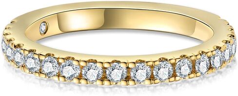 1.9MM D Color Moissanite Half Eternity Band Ring 18K Gold Plated Wedding Yellow Color Rings for Women Jewelry With Certificat in Saudi Arabia
