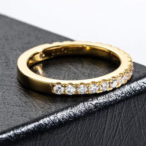 1.9MM D Color Moissanite Half Eternity Band Ring 18K Gold Plated Wedding Yellow Color Rings for Women Jewelry With Certificat in Saudi Arabia