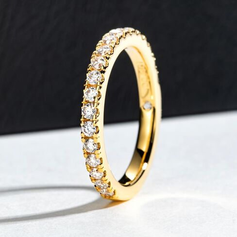 1.9MM D Color Moissanite Half Eternity Band Ring 18K Gold Plated Wedding Yellow Color Rings for Women Jewelry With Certificat in Saudi Arabia