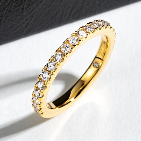1.9MM D Color Moissanite Half Eternity Band Ring 18K Gold Plated Wedding Yellow Color Rings for Women Jewelry With Certificat in Saudi Arabia
