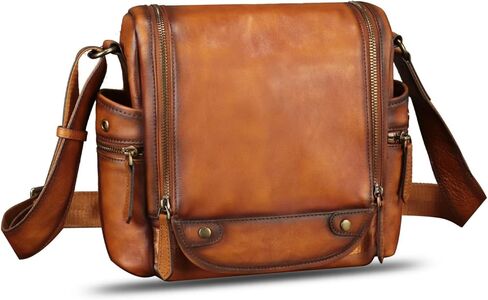 Genuine Leather Messenger Bag for Men Crossbody Shoulder Bag Vintage Desinger Satchel Purse Casual Sling Daypack in Kuwait