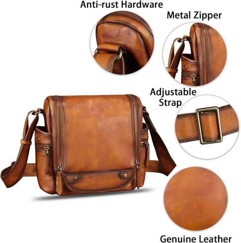 Genuine Leather Messenger Bag for Men Crossbody Shoulder Bag Vintage Desinger Satchel Purse Casual Sling Daypack in Kuwait