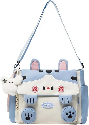 Kawaii Messenger Bag for Women Nylon Crossbody Bags Y2K Aesthetic Purse with Cute Accessory Pendant in Kuwait