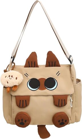 Kawaii Messenger Bag for Women Nylon Crossbody Bags Y2K Aesthetic Purse with Cute Accessory Pendant in Saudi Arabia