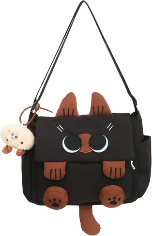 Kawaii Messenger Bag for Women Nylon Crossbody Bags Y2K Aesthetic Purse with Cute Accessory Pendant in Saudi Arabia