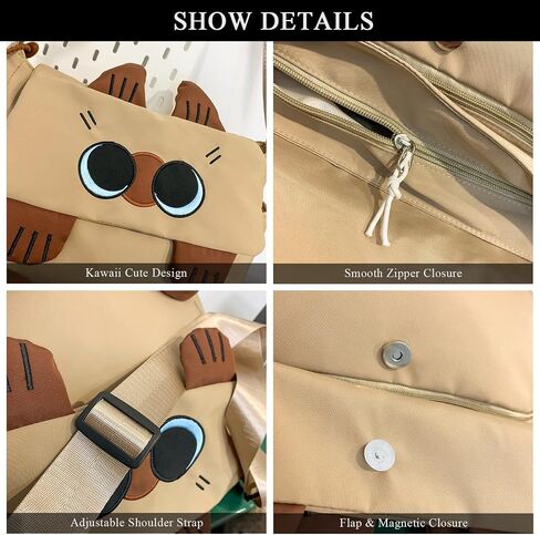 Kawaii Messenger Bag for Women Nylon Crossbody Bags Y2K Aesthetic Purse with Cute Accessory Pendant in Saudi Arabia