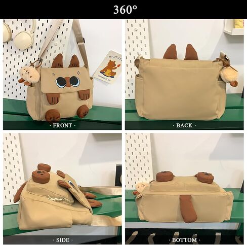 Kawaii Messenger Bag for Women Nylon Crossbody Bags Y2K Aesthetic Purse with Cute Accessory Pendant in Saudi Arabia