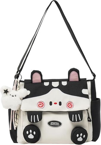 Kawaii Messenger Bag for Women Nylon Crossbody Bags Y2K Aesthetic Purse with Cute Accessory Pendant in Saudi Arabia