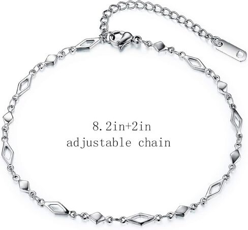 Stainless Steel Ankle Bracelet for Women, 14K Gold Plated Anklets Set 8.2"+2" Adjustable Waterproof Jewelry Gift in Saudi Arabia