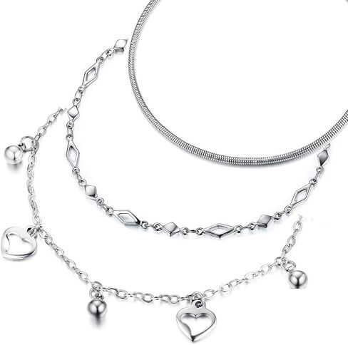 Stainless Steel Ankle Bracelet for Women, 14K Gold Plated Anklets Set 8.2"+2" Adjustable Waterproof Jewelry Gift in Saudi Arabia