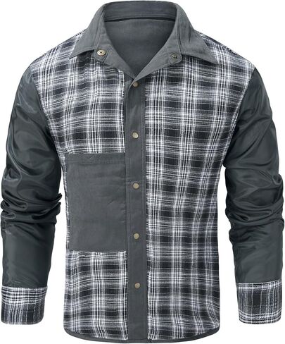 Mr.Stream Men's Flannel Jacket Grey 2XL Henley Grey 2XL in Kuwait