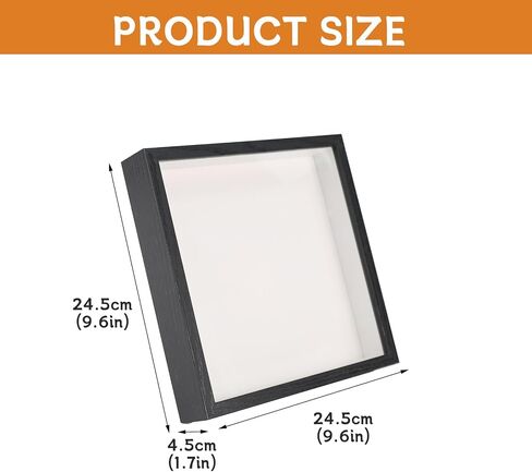 9.6x9.6 Shadow Box Frame, 1.7" Deep Picture Frame with Magnetic Clasp, Memory Box Display Case for Jersey Medal Ticket and 3D Items | Black in Saudi Arabia