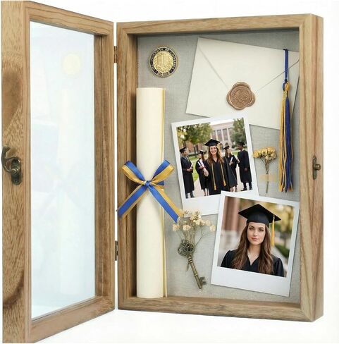 5"x12.5" Shadow Box Frame Display Case with Front-Opening Real Glass Door, Shadowbox Display Case for Wedding Bouquet Preservation and Cherished Keepsakes in Saudi Arabia