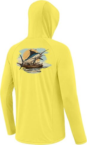 Men's UPF 50+ Fishing Hoodie, Long Sleeve UV Protection Sun Shirt with Hood Mask, Hooded Graphic Shirts for Outdoor in Saudi Arabia