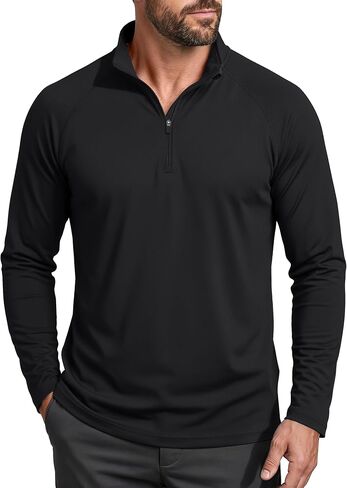 MAGCOMSEN Men's Long Sleeve Sun Shirts UPF 50+ Tees 1/4 Zip Fishing Running Rash Guard Athletic T-Shirts in Kuwait