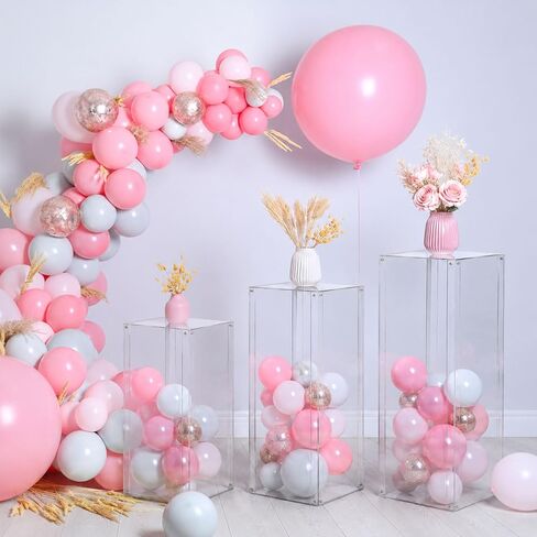 Vincidern 3pcs Acrylic Square Pedestal Stand for Party, Wedding, Events – Clear Display Plinth Pillars for Cake, Flowers, Sculptures, Birthday, Baby Shower, Art Gallery, Home Decor (31.5"/27.6"/23.6" H) in Saudi Arabia