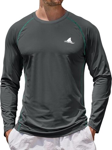 Men's UPF 50+ Swim Shirt UV Sun Protection Long Sleeve Rash Guard for Fishing Surfing (S-XXL) in Saudi Arabia