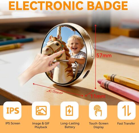 1.89" Digital Photo Frame Button Badge, Mini LED Electronic Pin, Touch Control, Photo & GIF Animation Display, Ideal for Events, Gifts in Saudi Arabia