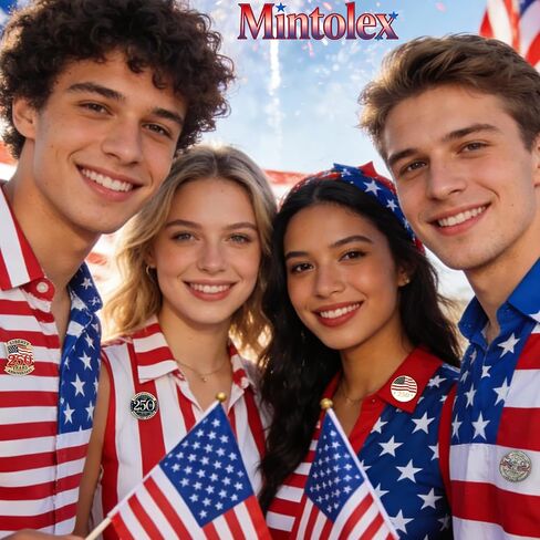 250 Patriotic Pins Set 4PCS 250th Anniversary Lapel Pins for Women Men 1776-2026 American Flag Liberty Bell Brooch Set Independence Day Enamel Pins for July 4th Patriotic Accessories in Kuwait