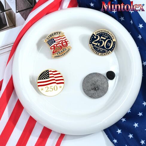 250 Patriotic Pins Set 4PCS 250th Anniversary Lapel Pins for Women Men 1776-2026 American Flag Liberty Bell Brooch Set Independence Day Enamel Pins for July 4th Patriotic Accessories in Kuwait