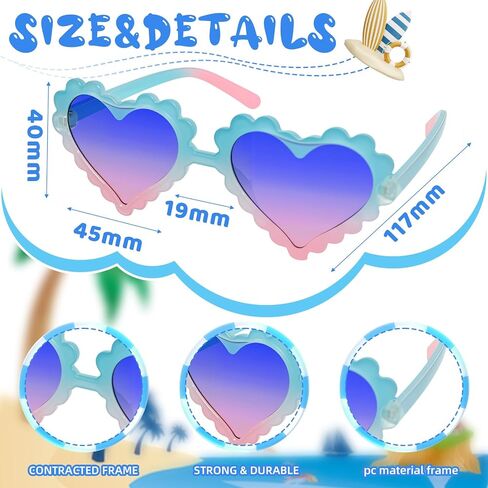 Toddler Girl Sunglasses - Heart Sunglasses for Little Girls 3-10, Wavy Scalloped Frame, UV Protection Shatterproof PC Lens in Kuwait