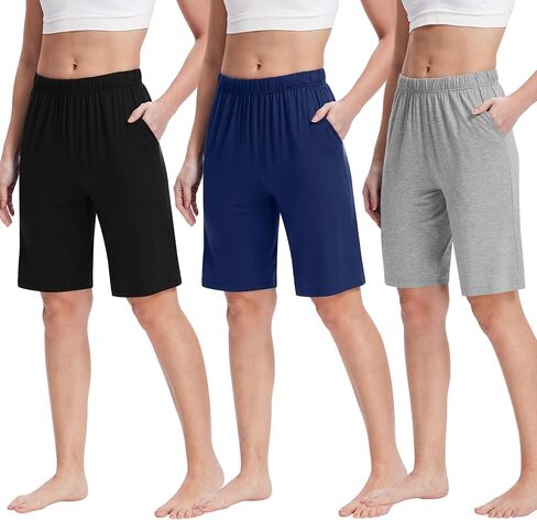 Women Bermuda Pajama Shorts Knee Length Lounge Bottom Yoga Short Pant with Pocket in Saudi Arabia