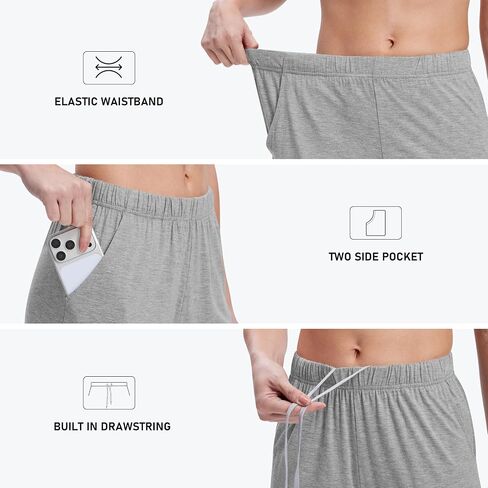 Women Bermuda Pajama Shorts Knee Length Lounge Bottom Yoga Short Pant with Pocket in Saudi Arabia