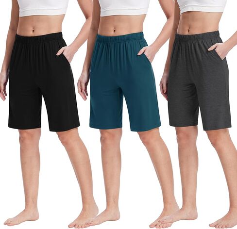 Women Bermuda Pajama Shorts Knee Length Lounge Bottom Yoga Short Pant with Pocket in Saudi Arabia