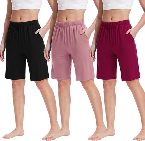 Women Bermuda Pajama Shorts Knee Length Lounge Bottom Yoga Short Pant with Pocket in Saudi Arabia