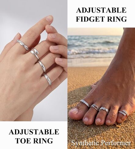 WAINIS 18Pcs Toe Rings for Women 14K Gold Silver Plated Adjustable Toe Ring Non Tarnish Simple Hug CZ Triple Open Band Toe Rings Summer Beach Foot Jewelry for Women in Kuwait