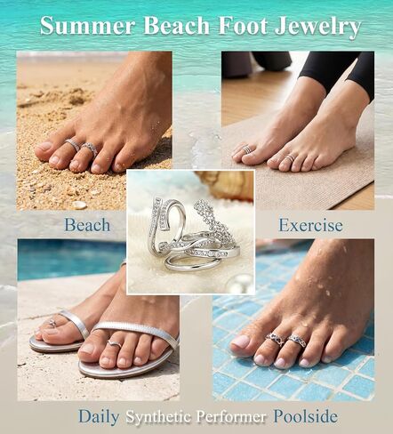 WAINIS 18Pcs Toe Rings for Women 14K Gold Silver Plated Adjustable Toe Ring Non Tarnish Simple Hug CZ Triple Open Band Toe Rings Summer Beach Foot Jewelry for Women in Kuwait