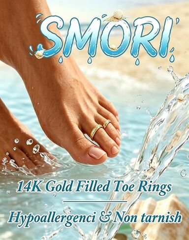 SMORI Gold/Silver Plated Toe Rings for Women Non Tarnish 14K Gold/White Gold Plated Adjustable Toe Rings Dainty Flower CZ Band Open Toe Ring Waterproof Beach Foot Jewelry Set for Summer in Saudi Arabia