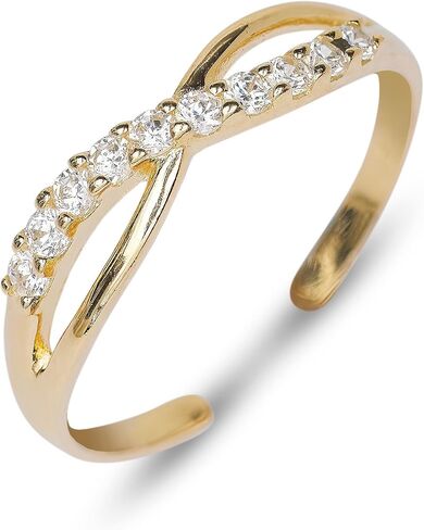 JewelryWeb - خاتم أصابع إنفينيتي مكعب من الذهب عيار 10 قيراط قابل للتعديل - 4 مم × 15 مم، حلقات أصابع القدم للنساء ذهبية، مجوهرات الشاطئ، حلقة أصابع غير مشوهة، مجوهرات للقدم in Kuwait