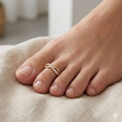 JewelryWeb - خاتم أصابع إنفينيتي مكعب من الذهب عيار 10 قيراط قابل للتعديل - 4 مم × 15 مم، حلقات أصابع القدم للنساء ذهبية، مجوهرات الشاطئ، حلقة أصابع غير مشوهة، مجوهرات للقدم in Kuwait