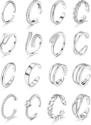 Giovanchi 16Pcs 14K Gold Filled Toe Rings for Women Non Tarnish Adjustable Flower Cz Open Toe Rings Set Foot Jewelry Gifts in Saudi Arabia