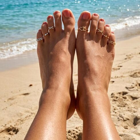 Tyqour 24PCS Toe Rings for Women Toe Rings Silver Adjustable Women's Rings Stainless Steel Waterproof Summer Beach Foot Jewelry in Saudi Arabia
