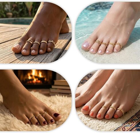 Tyqour 24PCS Toe Rings for Women Toe Rings Silver Adjustable Women's Rings Stainless Steel Waterproof Summer Beach Foot Jewelry in Saudi Arabia