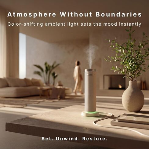 Homedics SereneScent Waterless Diffuser, Cold Air Scent Machine for Home, Diffuser for Large Rooms, App-Controlled Fragrance Diffuser with Timer and Ambient Lights, Beige in Kuwait
