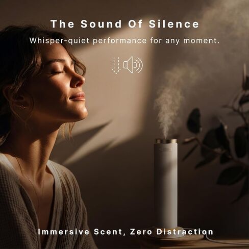 Homedics SereneScent Waterless Diffuser, Cold Air Scent Machine for Home, Diffuser for Large Rooms, App-Controlled Fragrance Diffuser with Timer and Ambient Lights, Beige in Kuwait