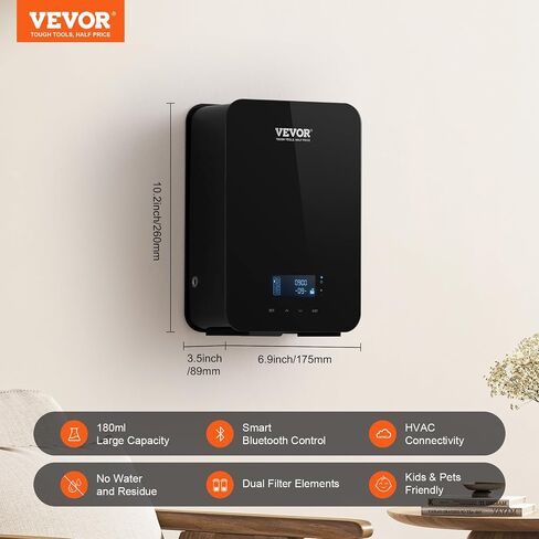 VEVOR Upgrade HVAC Scent Diffuser, Smart Scent Air Machine for Home, 180ML with Cold Air Technology, Waterless Essential Oil Diffuser, Cover Up to 2000 Sq.Ft for Living Room, Office, Spa, Hotel in Kuwait