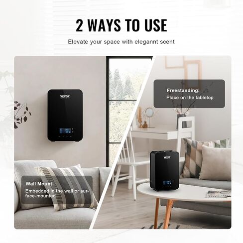 VEVOR Upgrade HVAC Scent Diffuser, Smart Scent Air Machine for Home, 180ML with Cold Air Technology, Waterless Essential Oil Diffuser, Cover Up to 2000 Sq.Ft for Living Room, Office, Spa, Hotel in Kuwait
