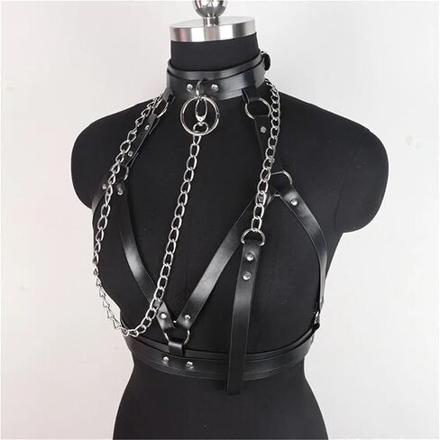 بولي Leather الجلود المختنق تسخير المرأة القوطي طوق المقود لفتاة الجمالية موضة Sexу المرأة حزام الملابس الداخلية الملحقات الغريبة in Kuwait