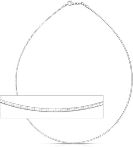 Floreo 14k White Gold 1mm Round Omega Chain Necklace in Kuwait