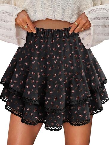 MODARANI Skorts for Woman Ruffle Mini Cute Skirts Country Concert Outfit Western Skirt Trendy in Saudi Arabia