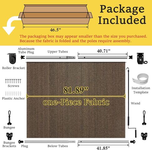 7' W x 8' H Outdoor Roller Shades, Cordless Patio Roll Up Outdoor Blinds with 2 Poles & 1 Fabric, Exterior Sun Shade Cloth for Porch, Gazebo, Balcony, Pergola, Mocha in Saudi Arabia