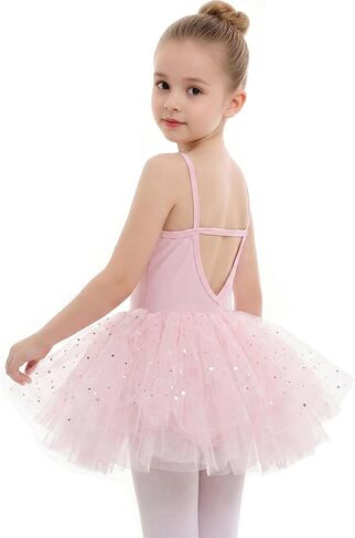 KARETT Toddle Girls Sparkly Sequin Ballet Tutu Dress V-Back Camisole Leotard Ballerina Outfit for Dance in Saudi Arabia