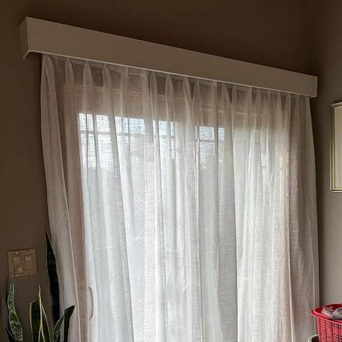 White Ceiling/Wall Mounted Pelmet Box with Hidden Track Rail System - 180cm (5.9ft) - Elegant Window Treatment for Home Décor, Easy Installation, Sleek Design, Modern Style in Kuwait