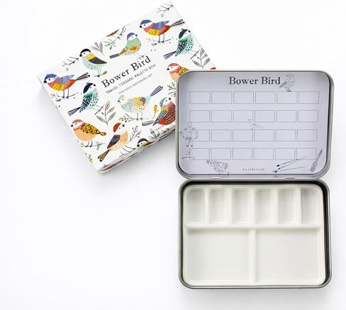Travel Ceramic Watercolor Palette with 12-Well Porcelain Mixing Tray & Metal Tin Box - Portable Art Kit for Gouache, Studio & Outdoor Painting (8Well) in Saudi Arabia