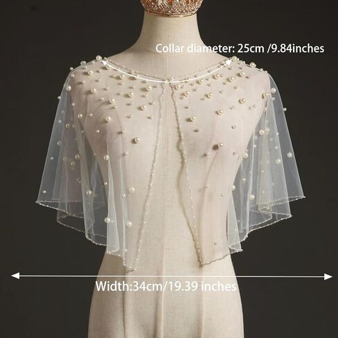 Pearl Wedding Shawls Bridal Cape for Women Bride Shrug Bolero Capes Evening Dress Jackets Cover Up for Dress Party in Saudi Arabia